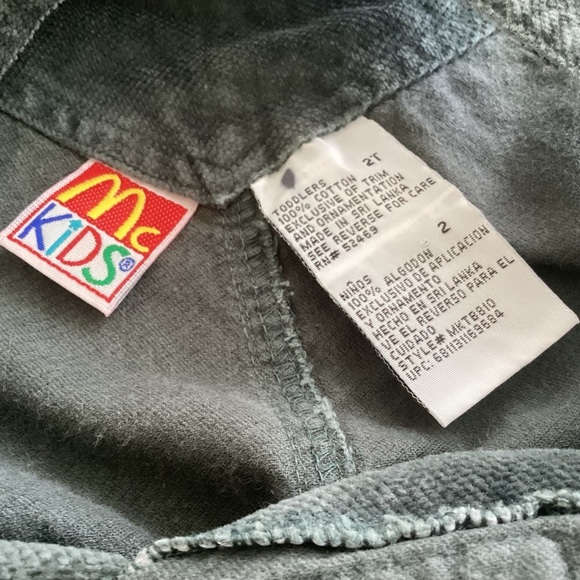 Vintage 90’s Mc Kids Gray Corduroy Carpenter Overalls Hammer loop 5 Pockets 2T - Picture 6 of 7